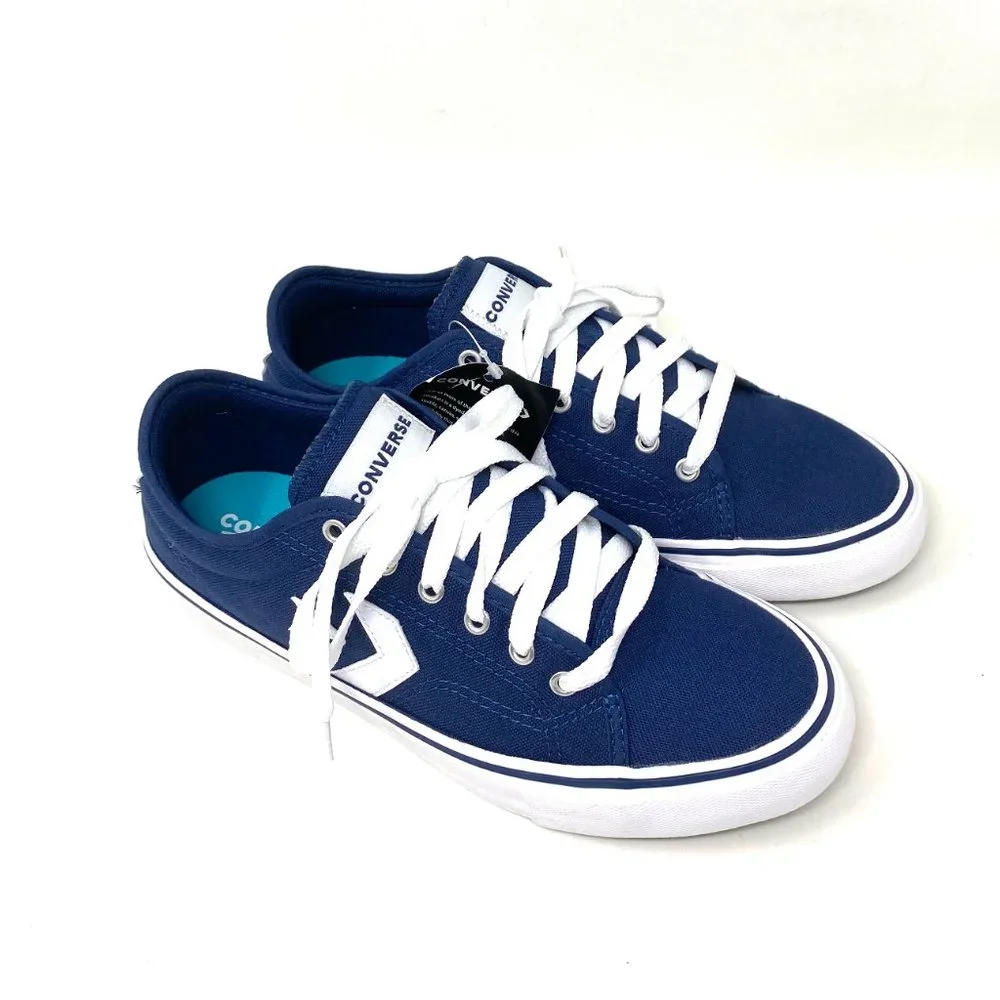 💖MEGA SALE💖CONVERSE STAR PERLA Shoes Women 665317C Navy Canvas Skate Sneakers - Picture 3 of 8